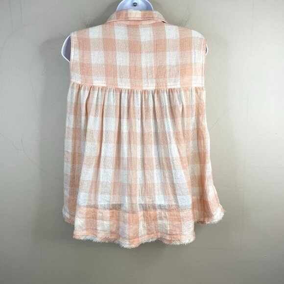 Free People Country Gingham Check Western Top Size S Sleeveless Cowgirl Farm - Picture 2 of 11